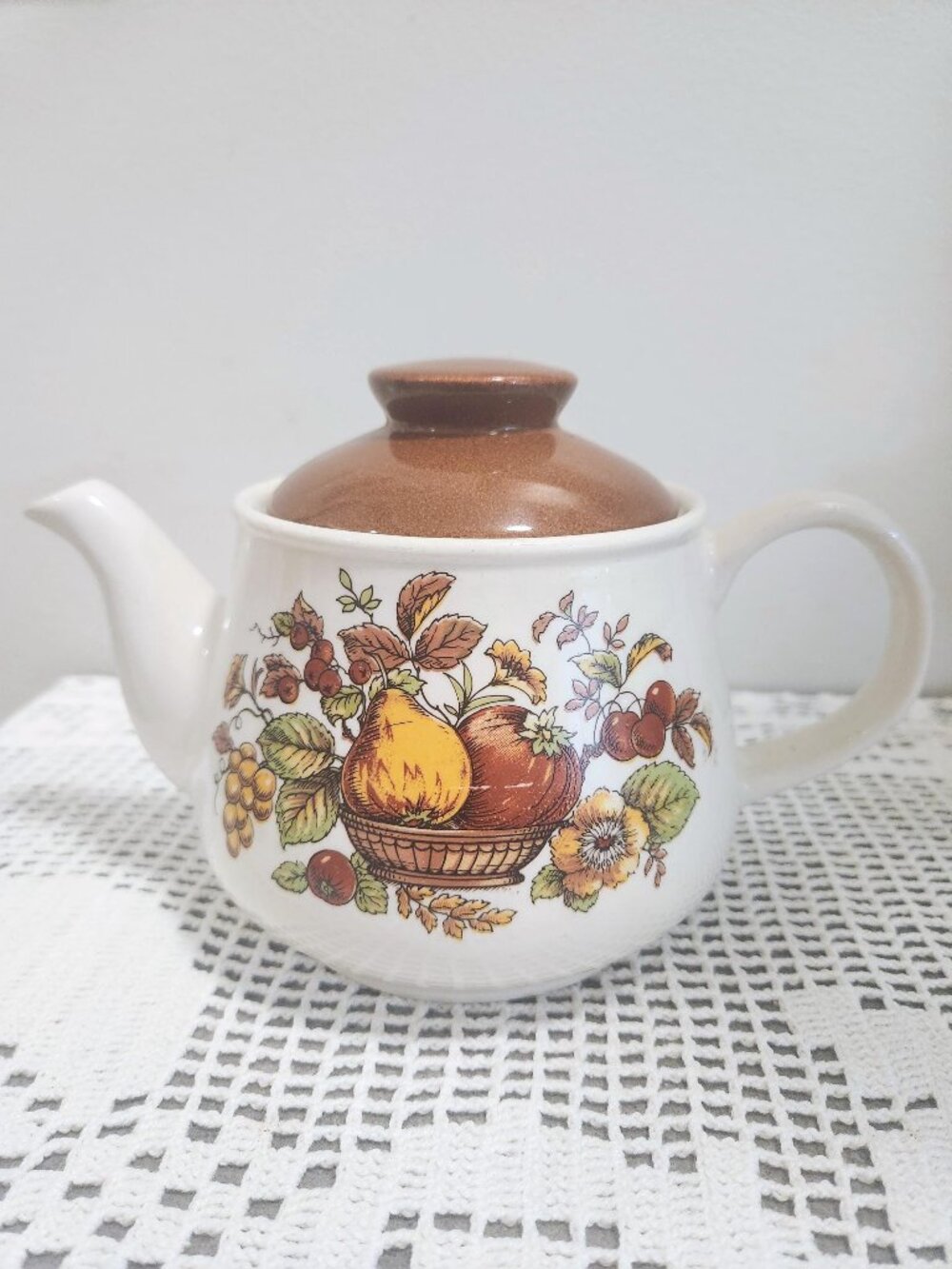 Bountiful Harvest Tea Pot Fruit and Flowers